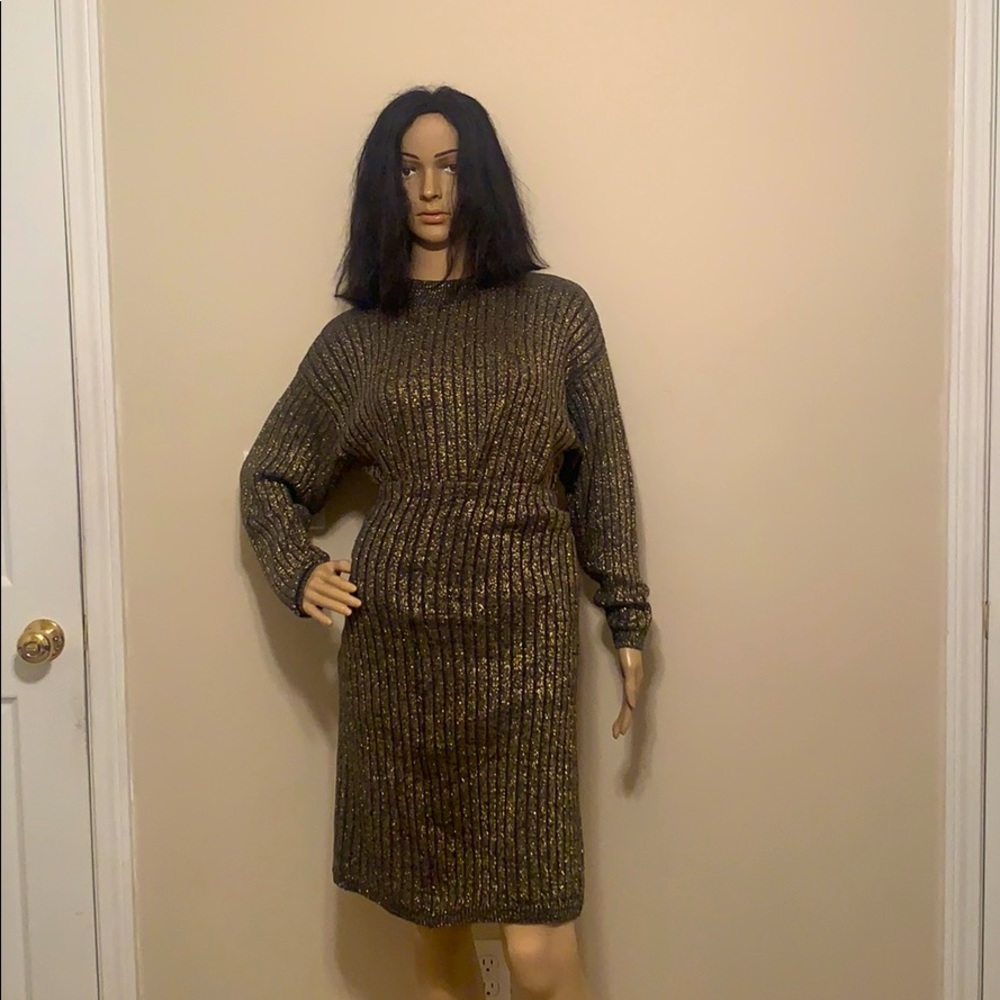 Vintage Mathias Copper Metallic Sweater Skirt Set